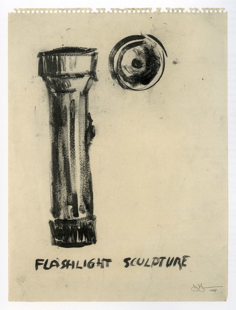 Jasper Johns&amp;nbsp;(b. 1930)

Sketch for Flashlight Sculpture,&amp;nbsp;1958

Graphite wash on sketchbook paper

16 x 12 inches