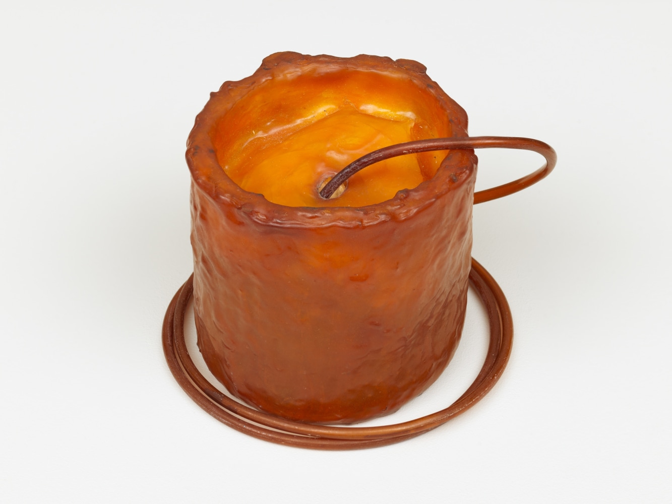 Eva Hesse (1936-1970)
(test piece), 1967
Latex, cotton, and rubber
3 1/4 x 3 1/2 x 3 1/2 inches; tubing 36 1/2 inches