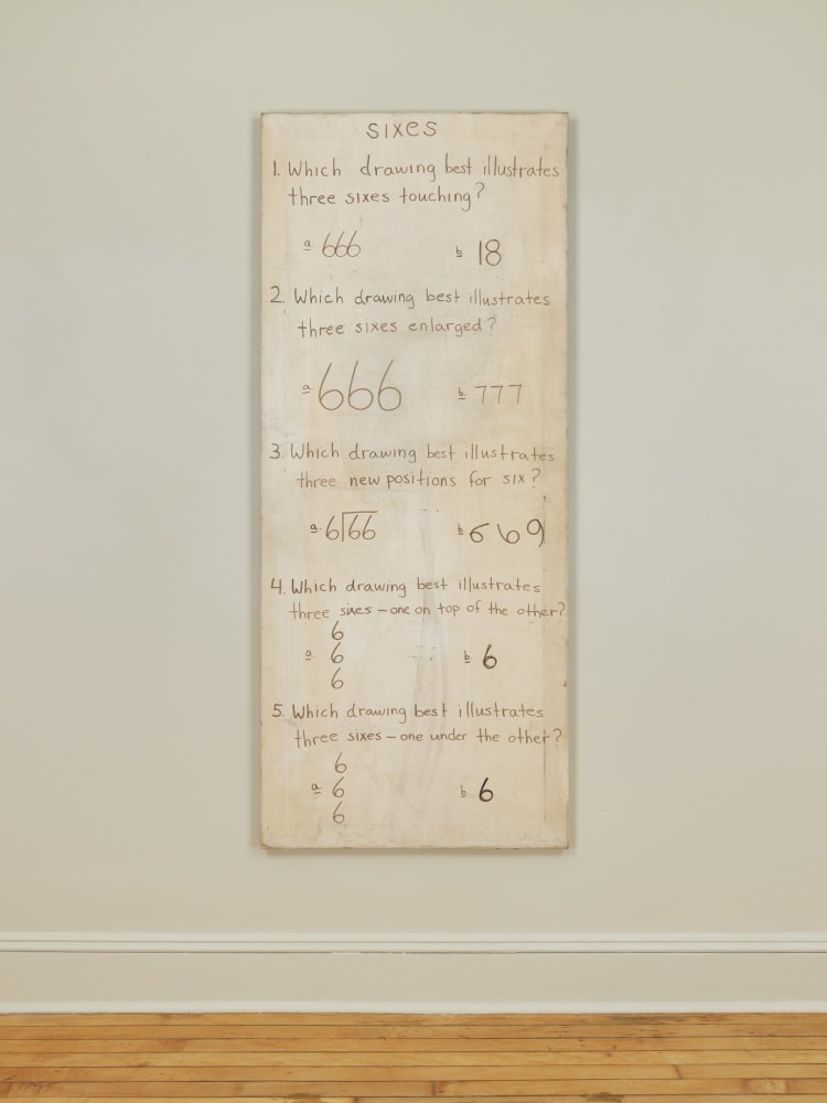 Jonathan Borofsky
Sixes, 1967
Ink on canvas
72 x 30 inches

Installation view