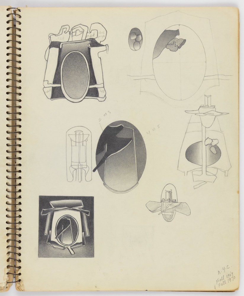 Untitled Sketchbook, c. 1965
Graphite and red crayon on paper
14 x 11 inches (spread, 14 x 22 inches)