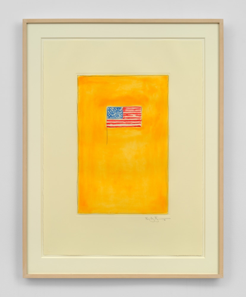 Jasper Johns
Flag on Orange, 1998&amp;nbsp;
Etching and aquatint&amp;nbsp;
17 1/2 x 11 3/4 inches, image&amp;nbsp;
27 x 19 3/4 inches, sheet&amp;nbsp;
Edition of 27&amp;nbsp;