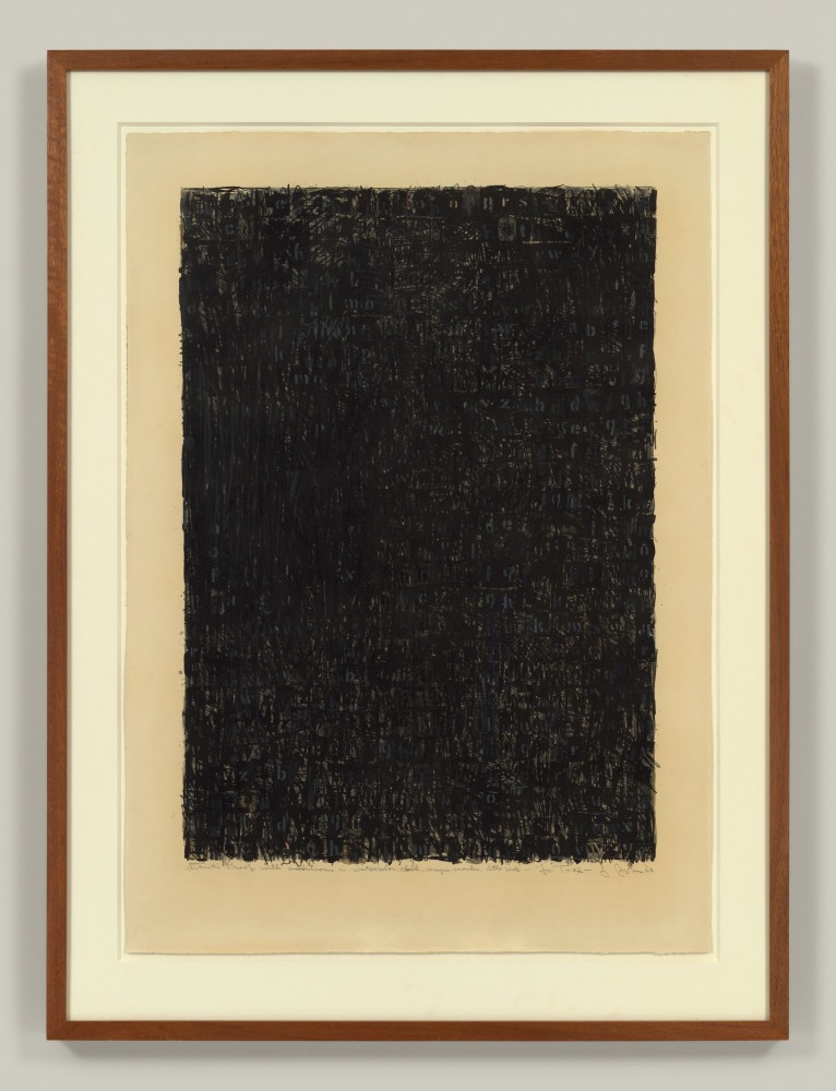 Jasper Johns

Alphabets,&amp;nbsp;1962

Watercolor, chalk, magic marker and litho ink over lithographic proof

33 1/4 x 23 3/4 inches, image&amp;nbsp;

41 x 29 1/4 inches, sheet