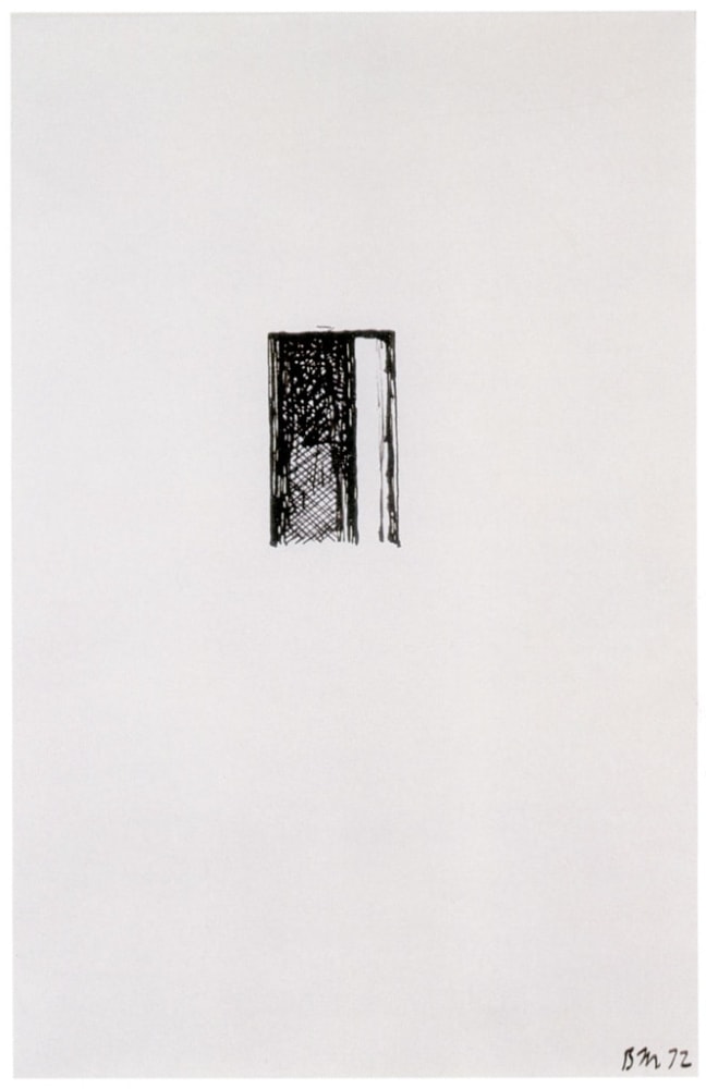 Brice Marden

Untitled (Suicide Note), 1972

Ink on paper

11 1/2 x 7 5/8 inches

&amp;nbsp;Private Collection