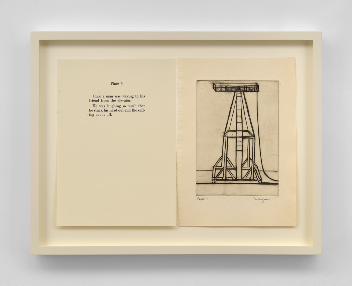 Louise Bourgeois,&amp;nbsp;Plate 5&amp;nbsp;from the illustrated book&amp;nbsp;He Disappeared into Complete Silence,&amp;nbsp;1947.&amp;nbsp;Engraving&amp;nbsp;on smooth wove paper,&amp;nbsp;10 x 14 inches, spread. &amp;copy; The Easton Foundation / VAGA at Artists Rights Society (ARS), NY.