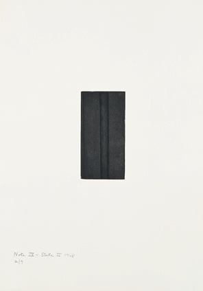 Barnett Newman

Note IX (State II), 1968

Etching, printed in black on Italia white wove paper

5 15/16 x 2 15/16 inches, Plate

19 7/8 x 14 inches, Sheet

Edition of 7

Private Collection