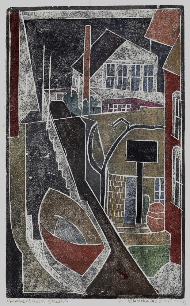 Blanche Lazzell
Provincetown Studios, 1933
White-line color woodcut
8 3/4 x 5 3/4 inches