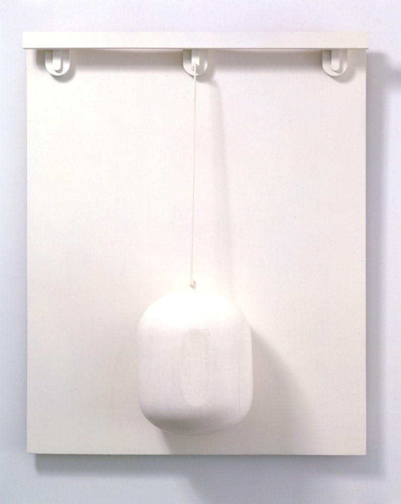 Claes Oldenburg&amp;nbsp;(1929-2022)

Model, Colossal Monument: Thames Ball,&amp;nbsp;1967

Liquitex on wood and metal

52 x 42 1/2 x 14 1/2 inches