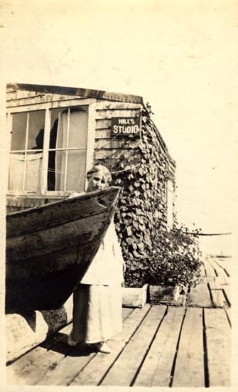 Lazzell pictured in front of her studio at 351A Commercial Street, Provincetown.
Image from the Provincetown Artist Registry.&amp;nbsp;