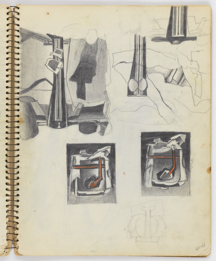 Untitled Sketchbook, c. 1965
Graphite and red crayon on paper
14 x 11 inches (spread, 14 x 22 inches)