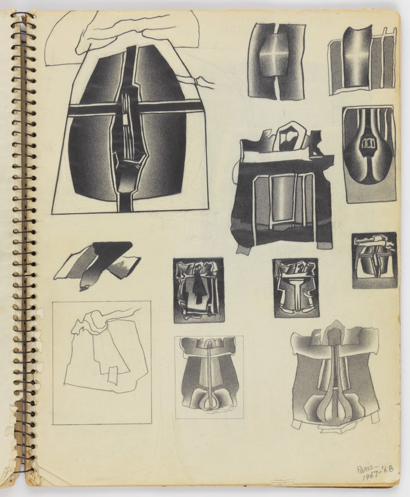 Untitled Sketchbook, c. 1965
Graphite and red crayon on paper
14 x 11 inches (spread, 14 x 22 inches)