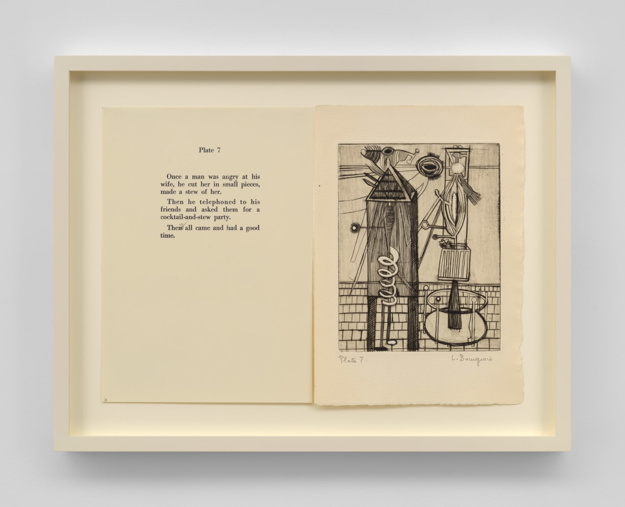Louise Bourgeois,&amp;nbsp;Plate 7&amp;nbsp;from the illustrated book&amp;nbsp;He Disappeared into Complete Silence,&amp;nbsp;1947.&amp;nbsp;Engraving and drypoint with scorper on smooth wove paper,&amp;nbsp;10 x 14 inches, spread. &amp;copy; The Easton Foundation / VAGA at Artists Rights Society (ARS), NY.