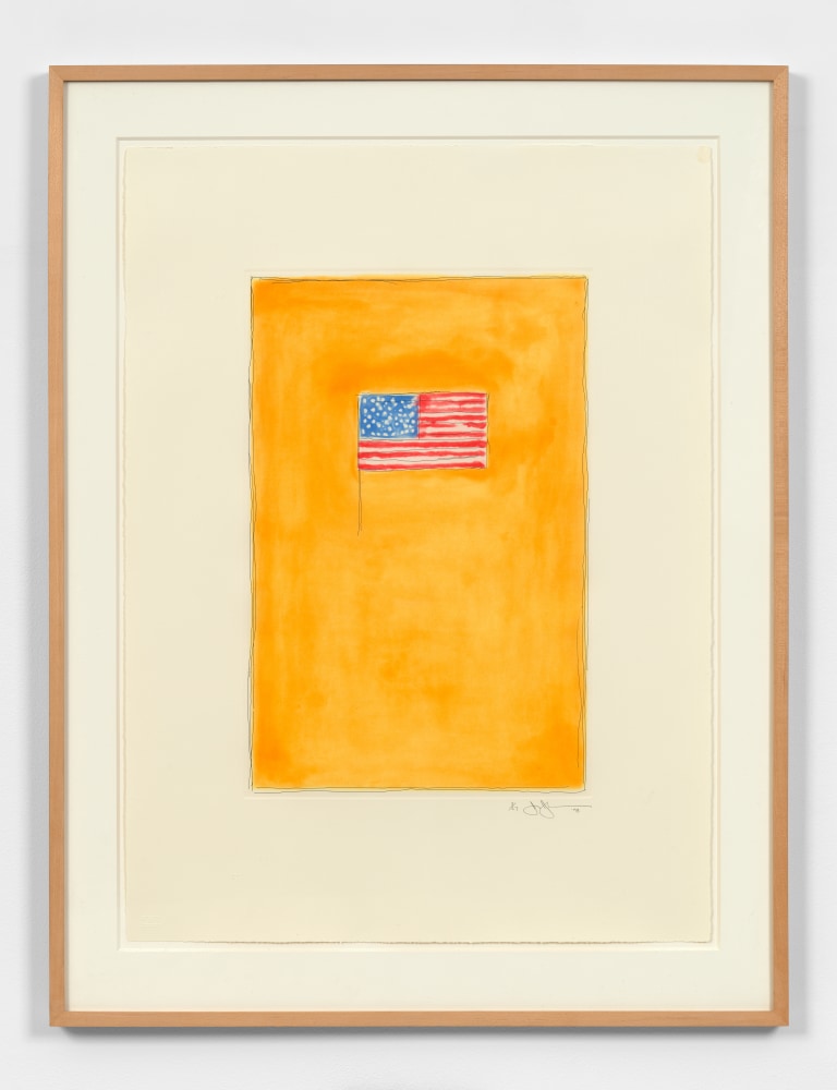Jasper Johns&amp;nbsp;

Flag on Orange, 1998

Etching and aquatint&amp;nbsp;

17 1/2 x 11 3/4 inches, plate

27 x 19 3/4 inches, sheet

Edition of 27