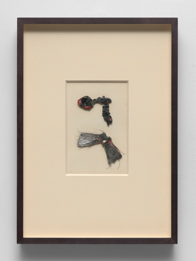Claes Oldenburg (1929-2022)

Street Ray Guns, 1959-60

Enamel on plaster, wood, metal paint tube, and paintbrush bristles mounted to paperboard

2 7/8 x 3 1/8 inches, upper element

3 1/8 x 4 1/2 inches, lower element

9 1/6 x 5 7/8 inches, board