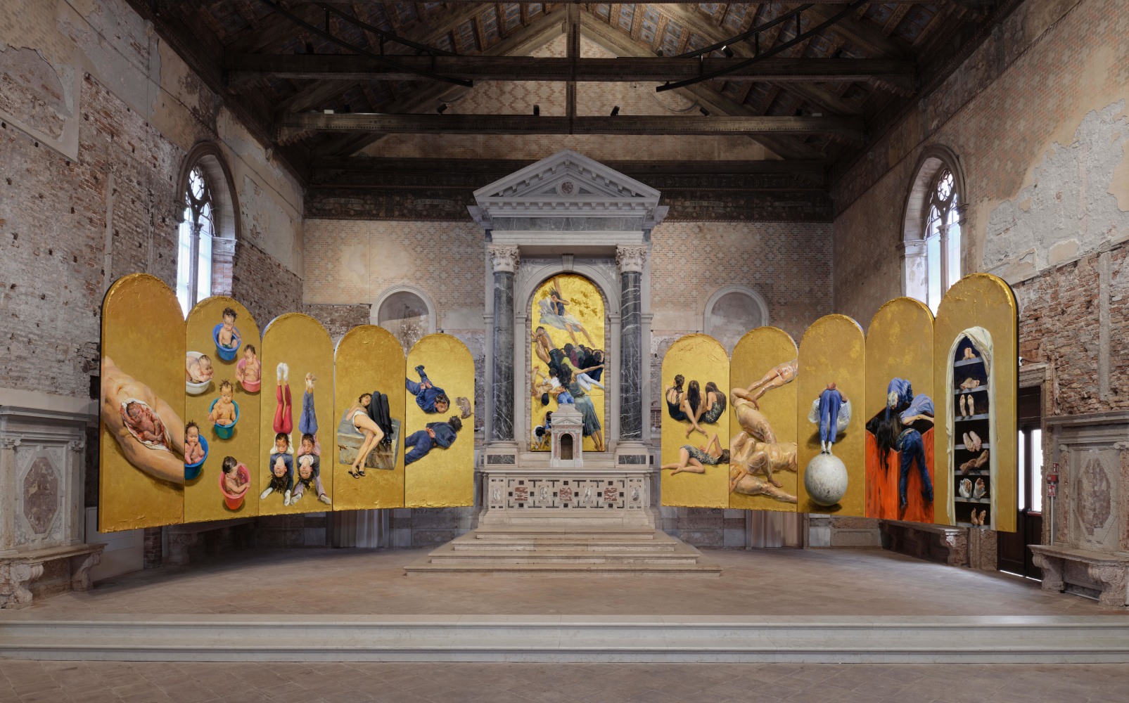 Installation view of &amp;quot;Yu Hong &amp;ndash; Another One Bites the Dust&amp;quot; at Chiesetta della Misericordia, Venice, 2024. Photo by George Darrell. Courtesy Lisson Gallery and Asian Art Initiative of the Guggenheim Museum, New York.