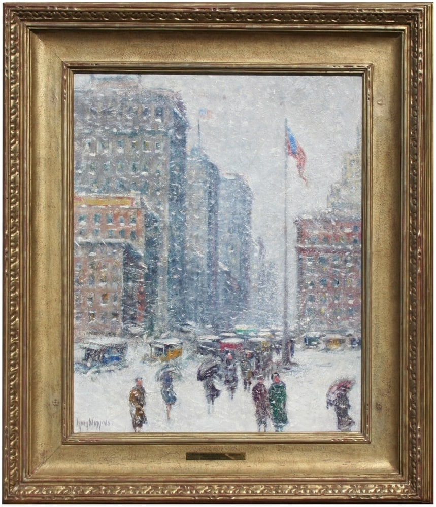 Guy Carlton Wiggins (1883–1962). Fifth Avenue at Madison Square. Oil on canvas. 24 1/4 x 20 1/4 in. Signed lower left: Guy Wiggins (framed)