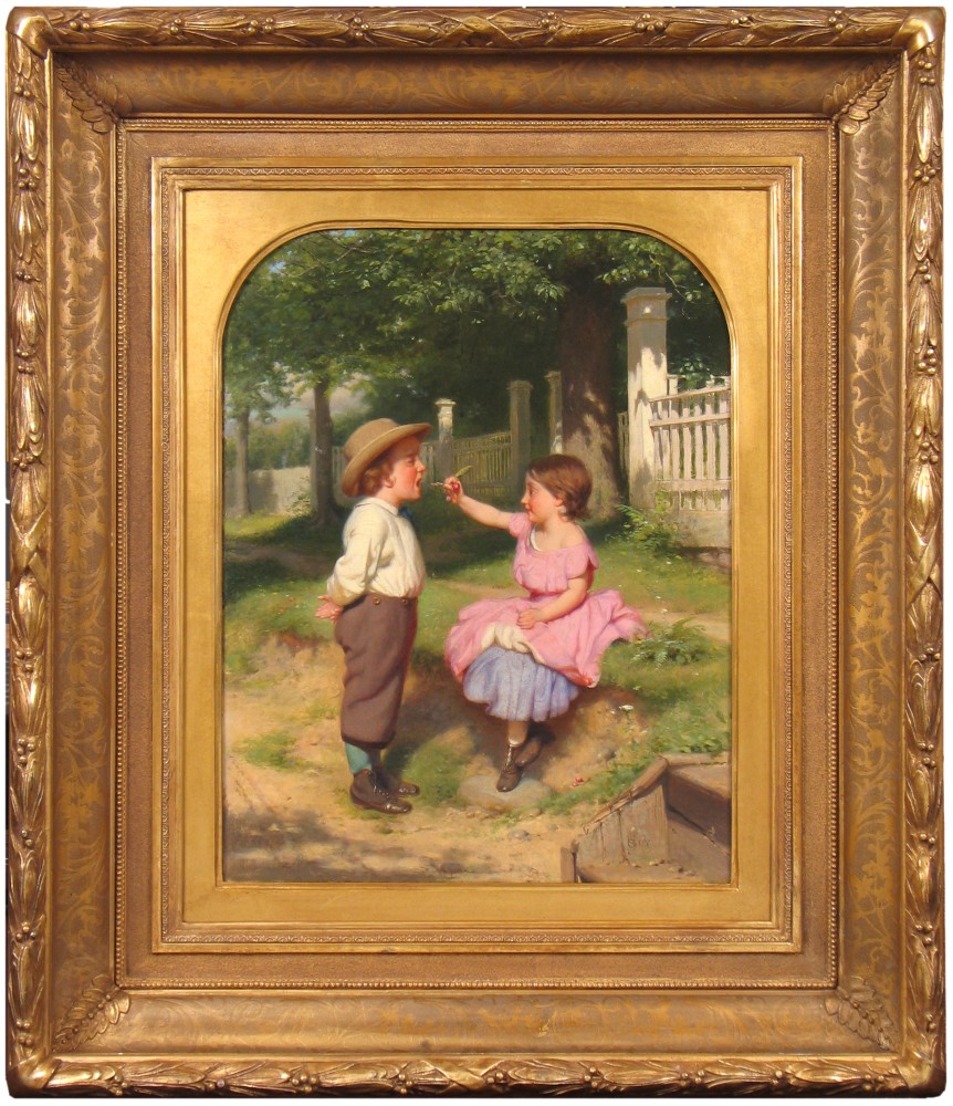 Seymour Joseph Guy (1824–1910), Close Your Eyes, c. 1863, Oil on canvas, 18 x 14 in. (framed)