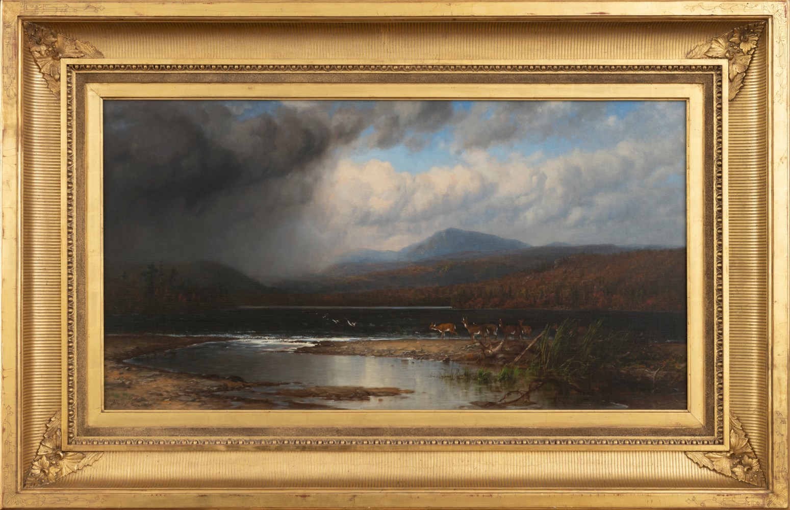 James M. Hart (1828–1901). Approaching Storm, Adirondacks, 1866. Oil on canvas, 24 x 46 in., signed and dated lower left: James M. Hart 1866 (framed)