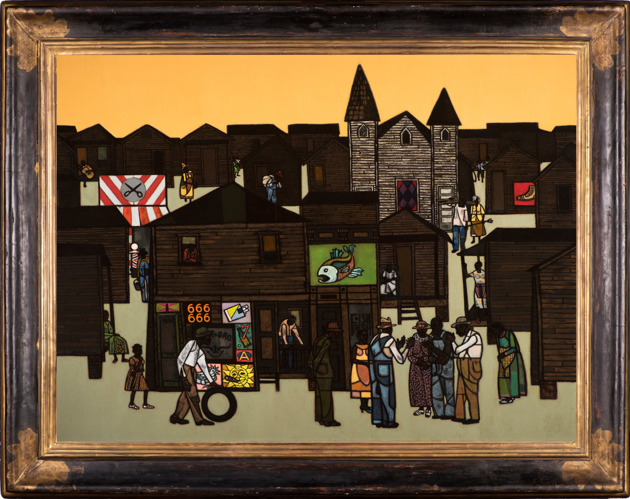 Robert Gwathmey (1903–1988), The Gathering, c. 1959, oil on canvas, 36 x 48 in., signed lower left: Gwathmey (framed)