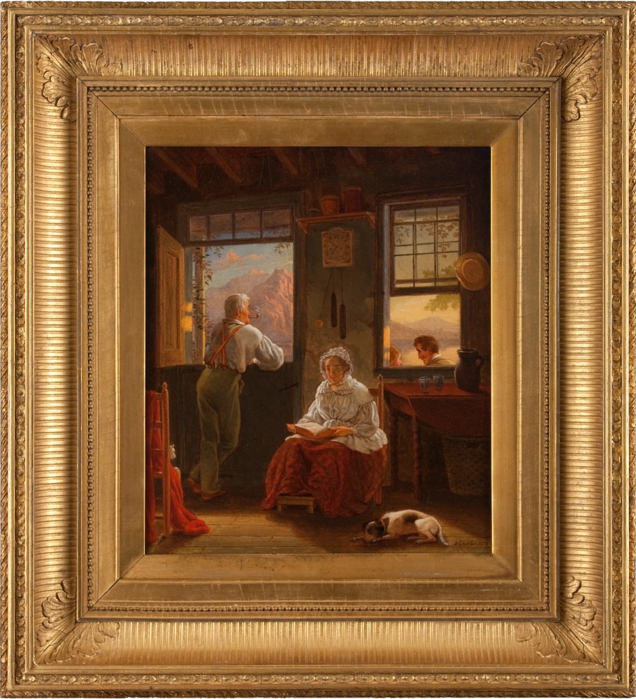 John Carlin (1813–1891), Sunday Afternoon, 1859, oil on canvas, 14 x 12 in., signed and dated lower right (framed)