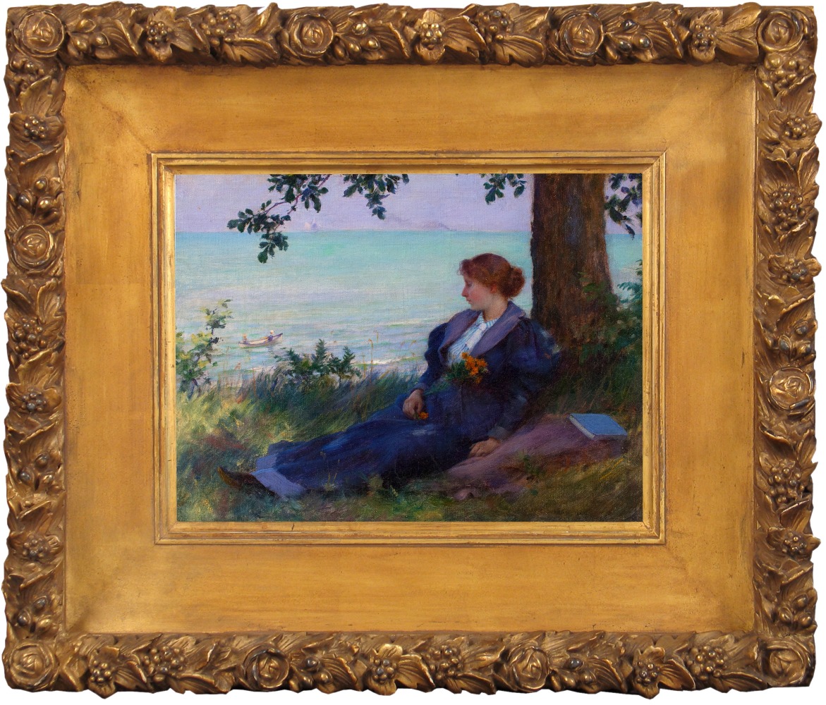 Charles Courtney Curran (1861–1942), An Afternoon Respite, 1894, oil on canvas, 9 x 12 in., signed and dated lower right: Chas C. Curran 1894 (framed)