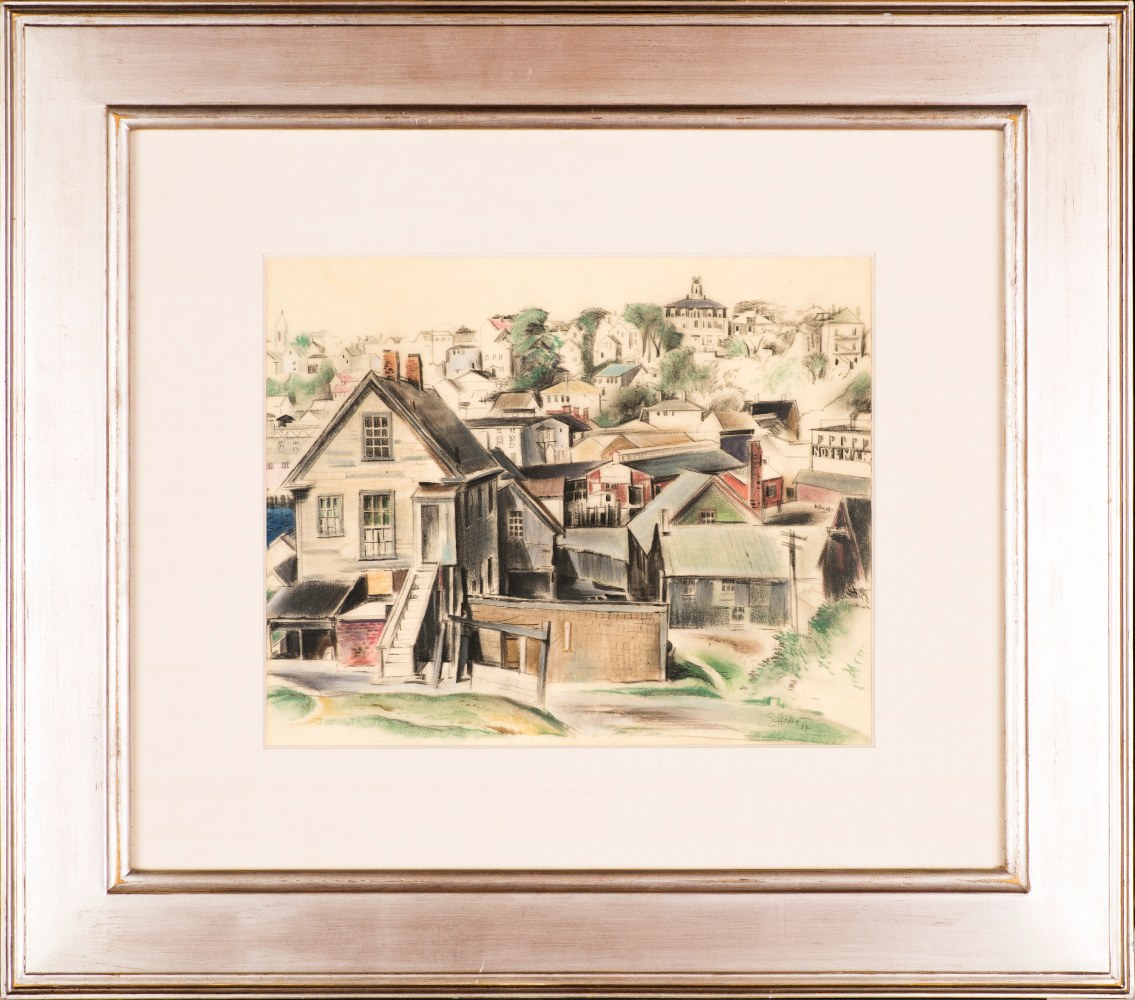 Earl Horter (1881–1940), Gloucester, Massachusetts, 1932, pastel on vellum, 12 x 14 ½ in., signed and dated lower right: E. Horter ‘32 (framed)
