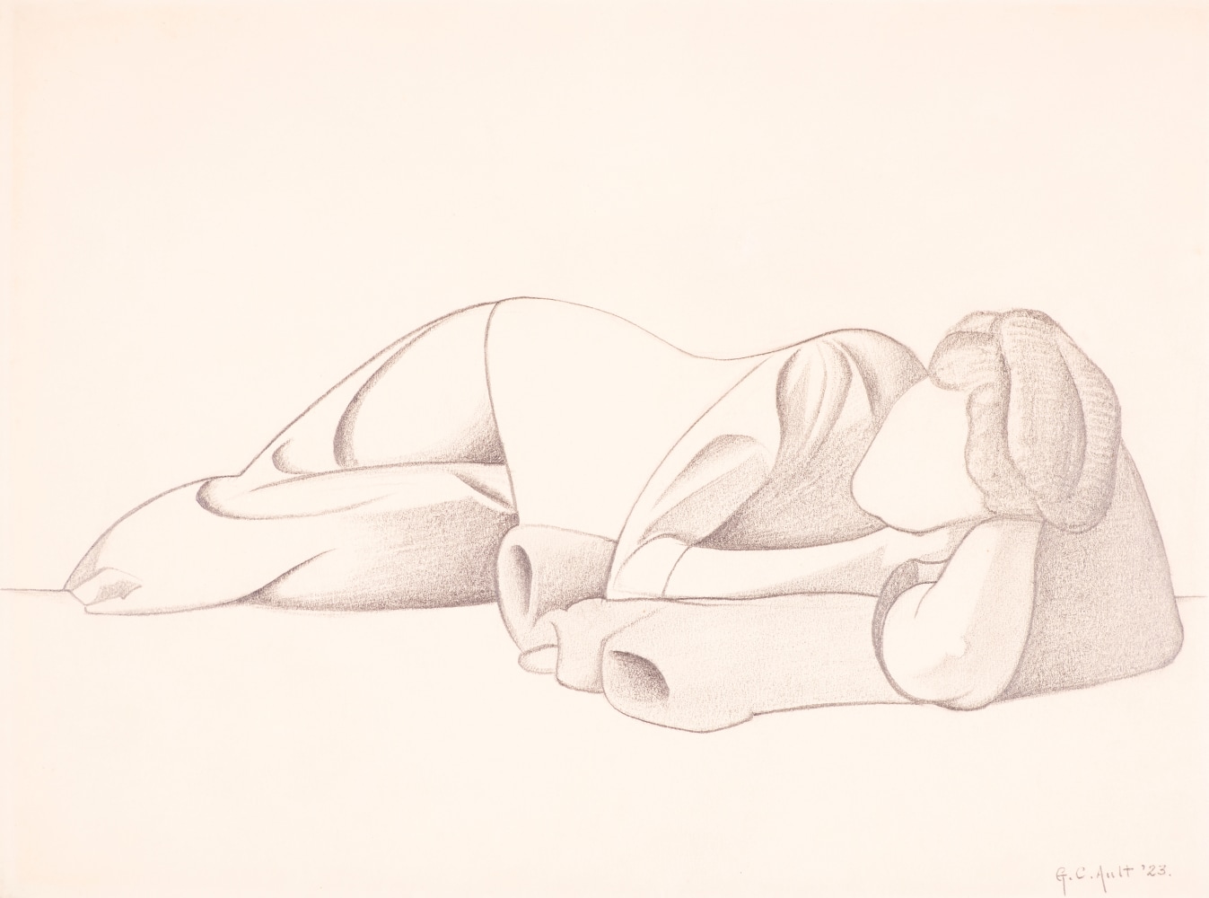 George C. Ault (1891–1948), Reclining Figure, 1923, pencil on paper, 8 ⅞ x 11 ⅞ in., signed and dated lower right: George C. Ault ’23 Inscribed in pencil on verso: 135 –