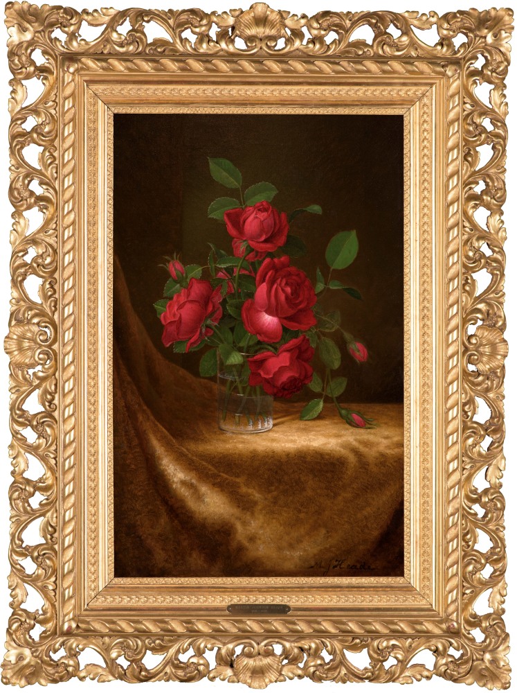 Martin Johnson Heade (1819–1904)  Four Roses in a Glass, c. 1883–1900 Oil on canvas, 22 x 14 in. Signed lower right: M J Heade (framed)