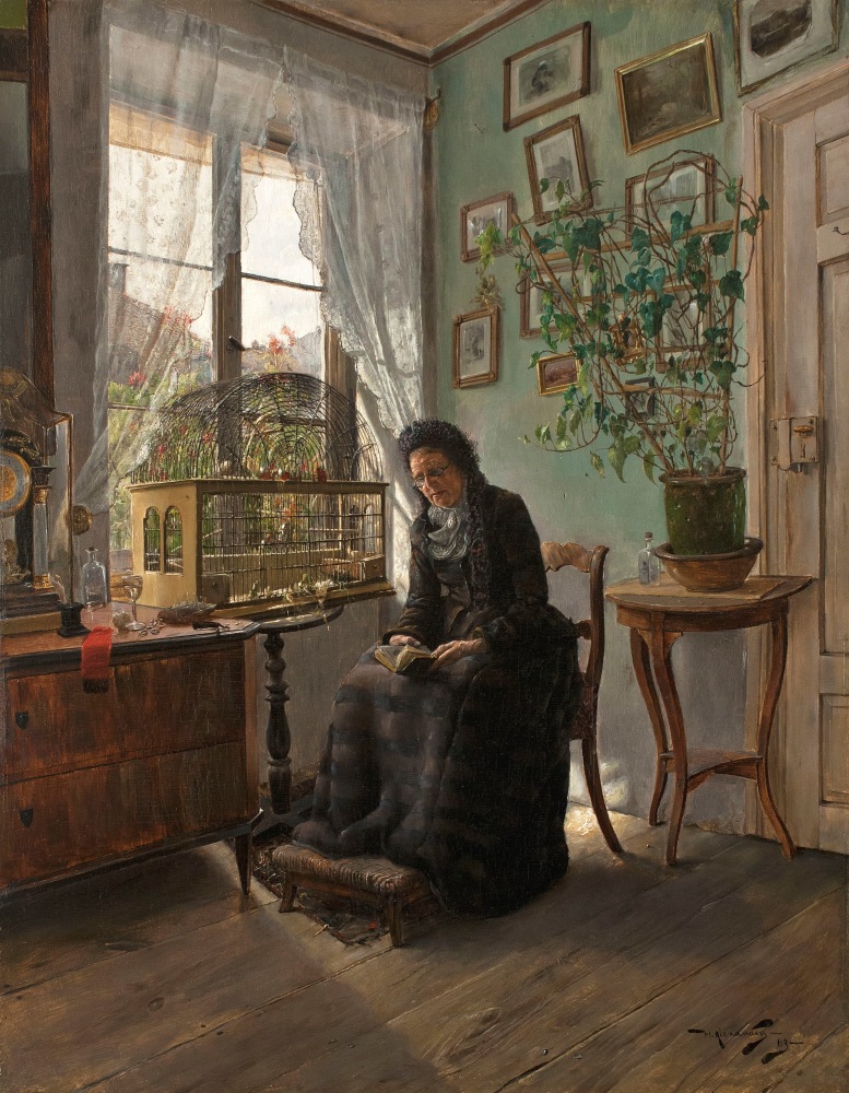 Henry Alexander (1860–1894). Sunday Morning, 1883. Oil on panel, 22 x 17 1/4 in. Signed and dated lower right