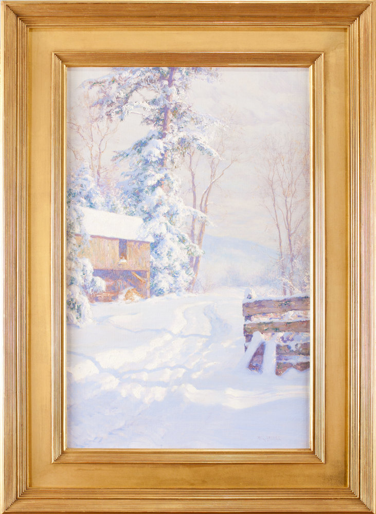 Walter Launt Palmer (1854–1932), Winter Morning, 1915, oil on canvas, 28 x 18 in., signed lower right: W. L. Palmer (framed)
