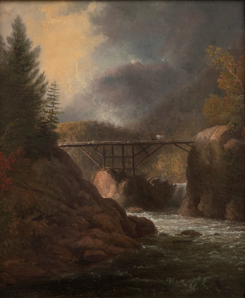 Thomas Doughty (1793–1856). Crossing the Bridge. Oil on board. 11 1/2 x 9 3/4 in. Unsigned