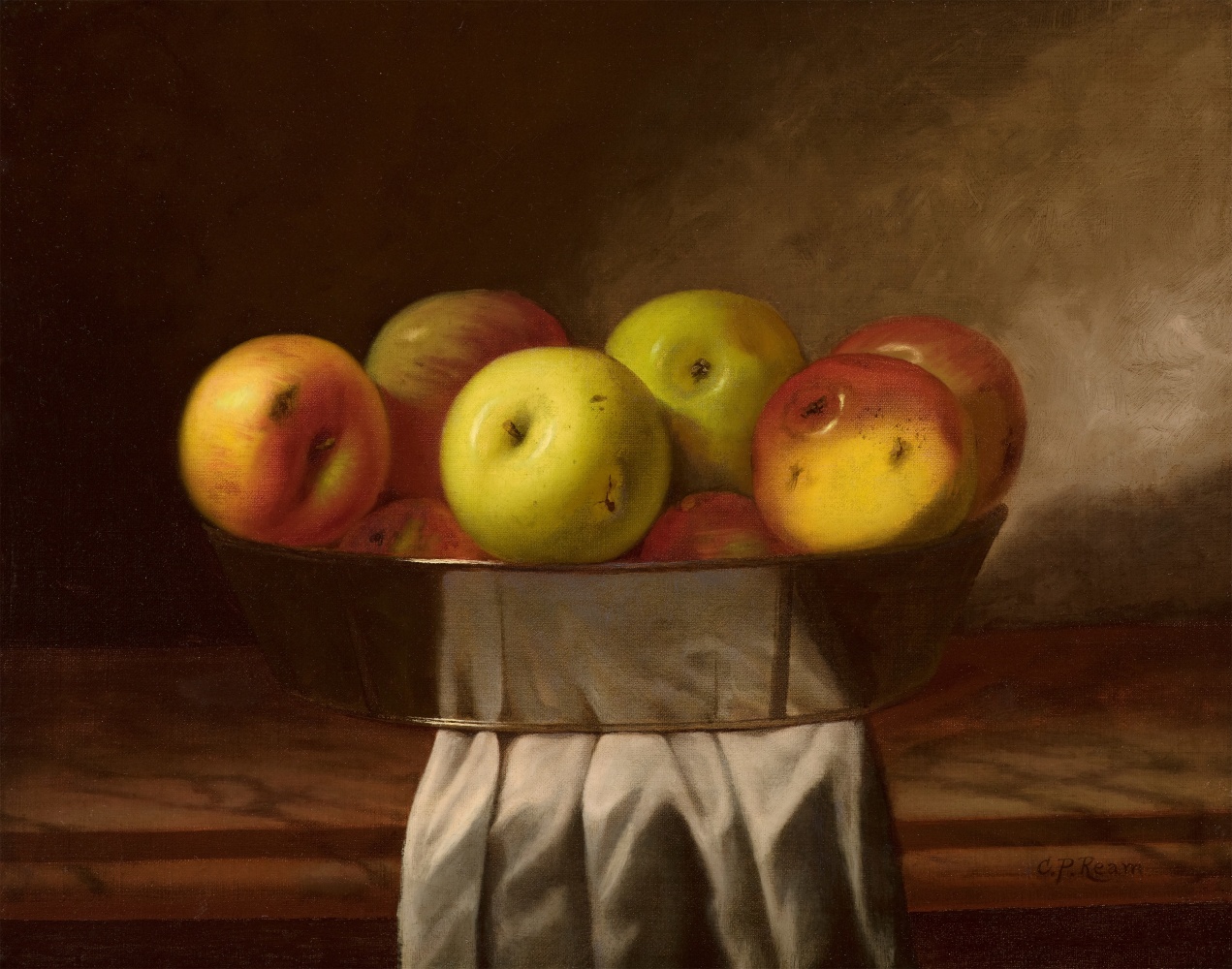 Cadurcis P. Ream (1837–1917), Still Life with Apples, c. 1870, oil on canvas, 16 x 20 in., signed lower right: C. P. Ream