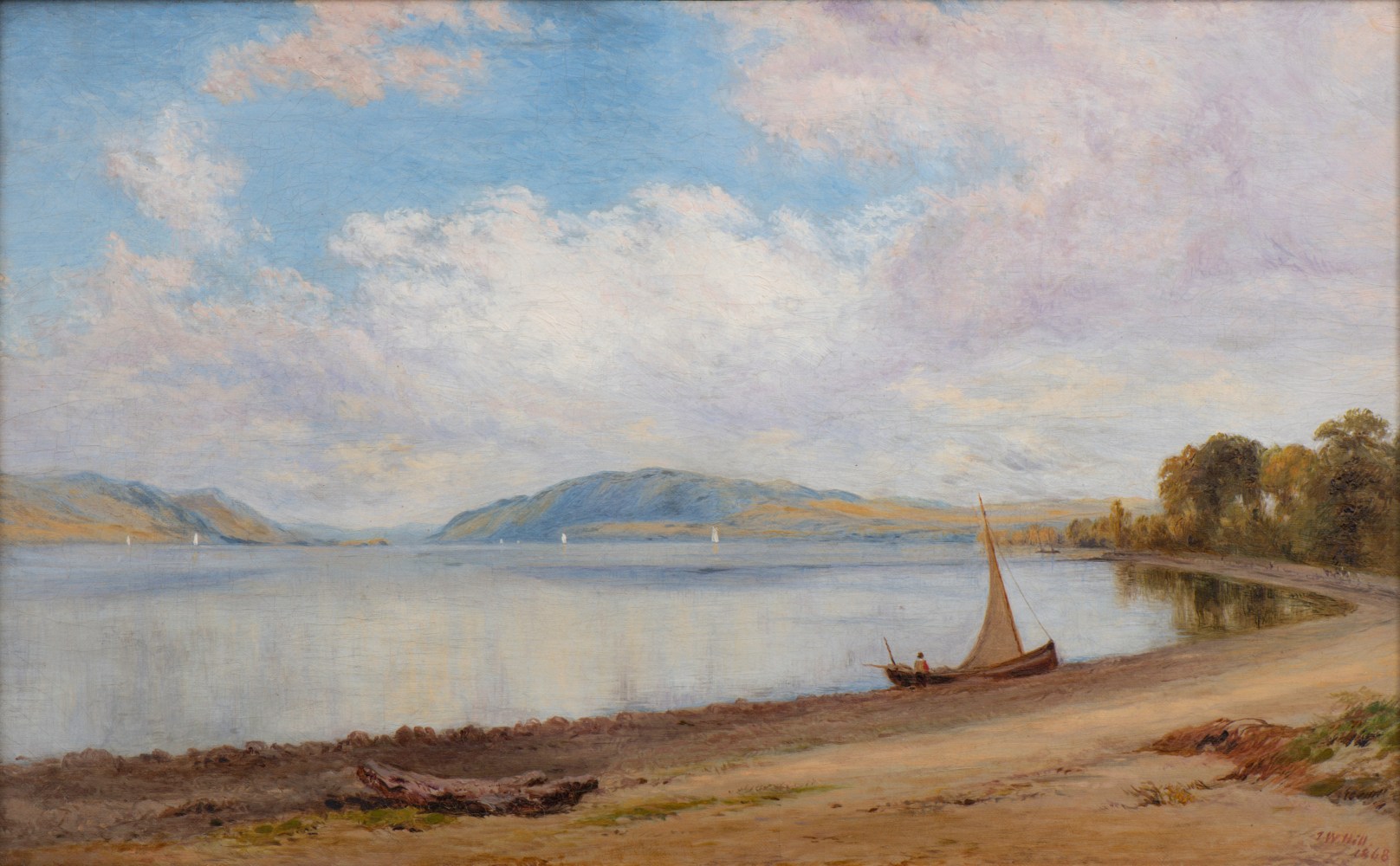John William Hill (1812–1879) Afternoon, Newburgh-on-Hudson, 1868. Oil on canvas, 15 x 24 in. Signed and dated lower right: J. W. Hill / 1868