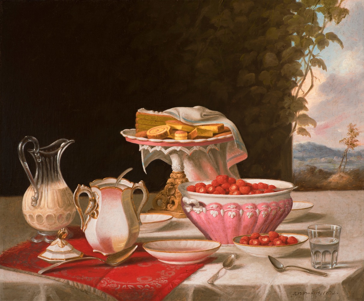 John F. Francis (1808–1886), The Dessert, 1872, oil on canvas, 25 x 30 ½ in., signed and dated lower right: J.F. Francis. 1872.