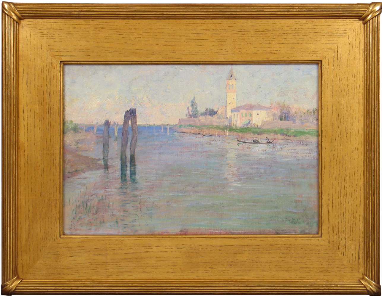 Guy Rose (1867–1925), The Gondolier, Venice, oil on canvas, 12 1/2 x 18 in., signed lower right: Guy Rose (framed)