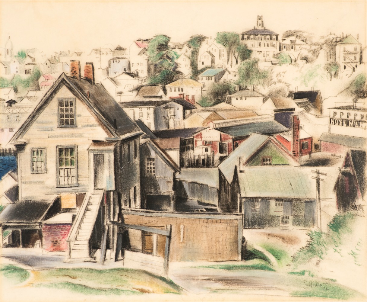 Earl Horter (1881–1940), Gloucester, Massachusetts, 1932, pastel on vellum, 12 x 14 1/2  in., signed and dated lower right: E. Horter ‘32