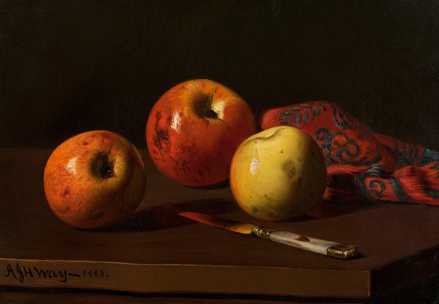 Andrew John Henry Way (1826–1888). Still Life of Apples, 1883. Oil on canvas, 9 7/8 x 13 7/8 in. Signed and dated lower left