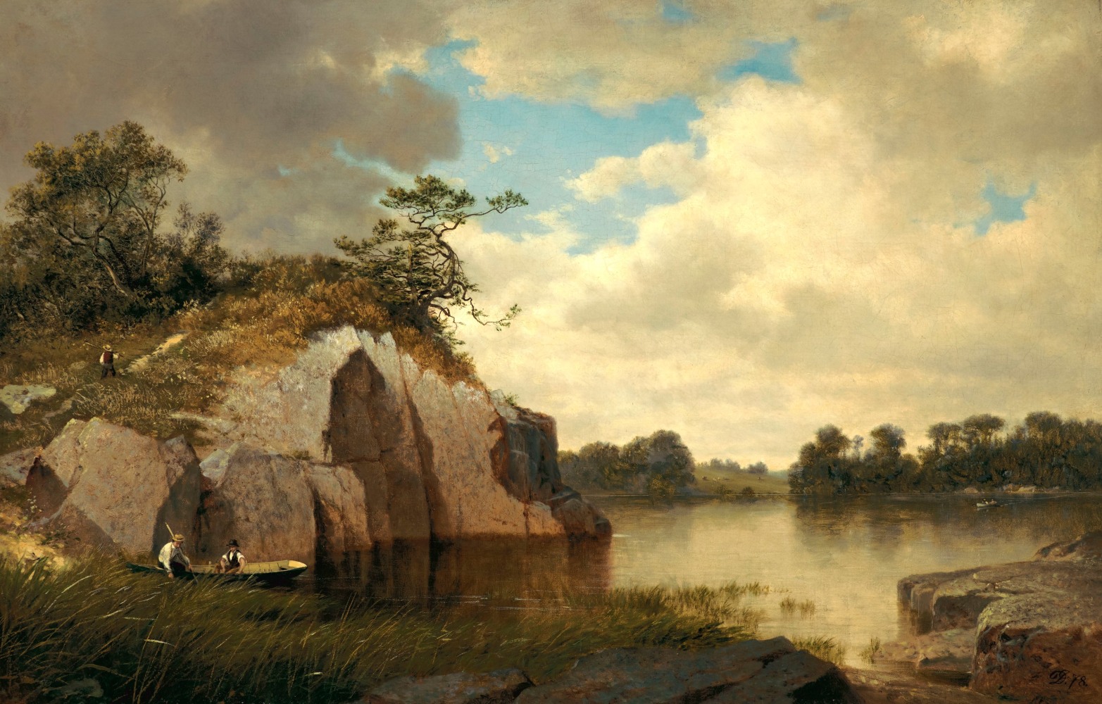 David Johnson (1827–1908), Catnip Island near Greenwich, Connecticut, 1878-79, oil on canvas, 22 x 34 in.,  signed and dated lower right: DJ 78, inscribed on verso: Catnip Island near / Greenwich, / Conn. / David Johnson 1879