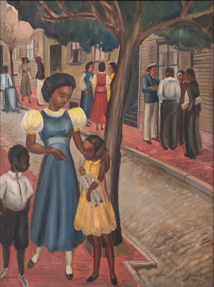 Allan Rohan Crite (1910–2007). Late Afternoon, 1934. Oil on board, 24 x 18 in. Signed and dated lower right.