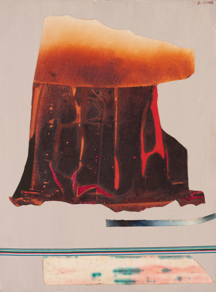 Dorothy Hood  Shards of the Earth, c. 1980s  oil on canvas with collage elements  24 x 18 x 3/4 inches  $25,000