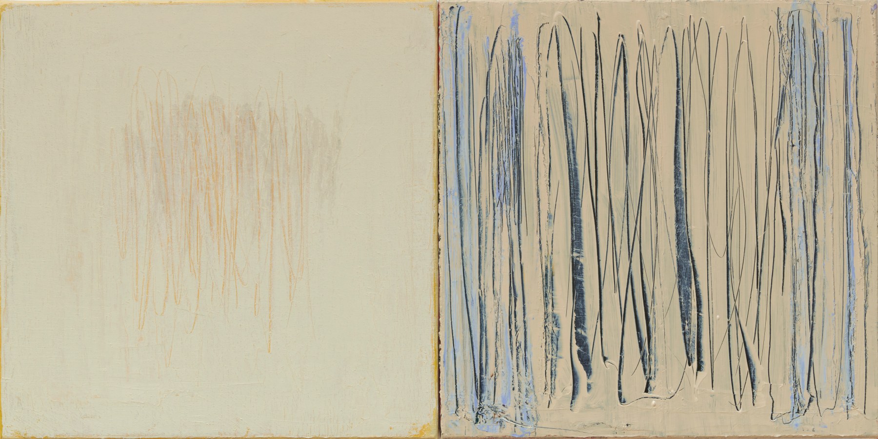 Christopher Le Brun  Aside VI, 2020 oil on two canvases 16 x 31 7/8 inches