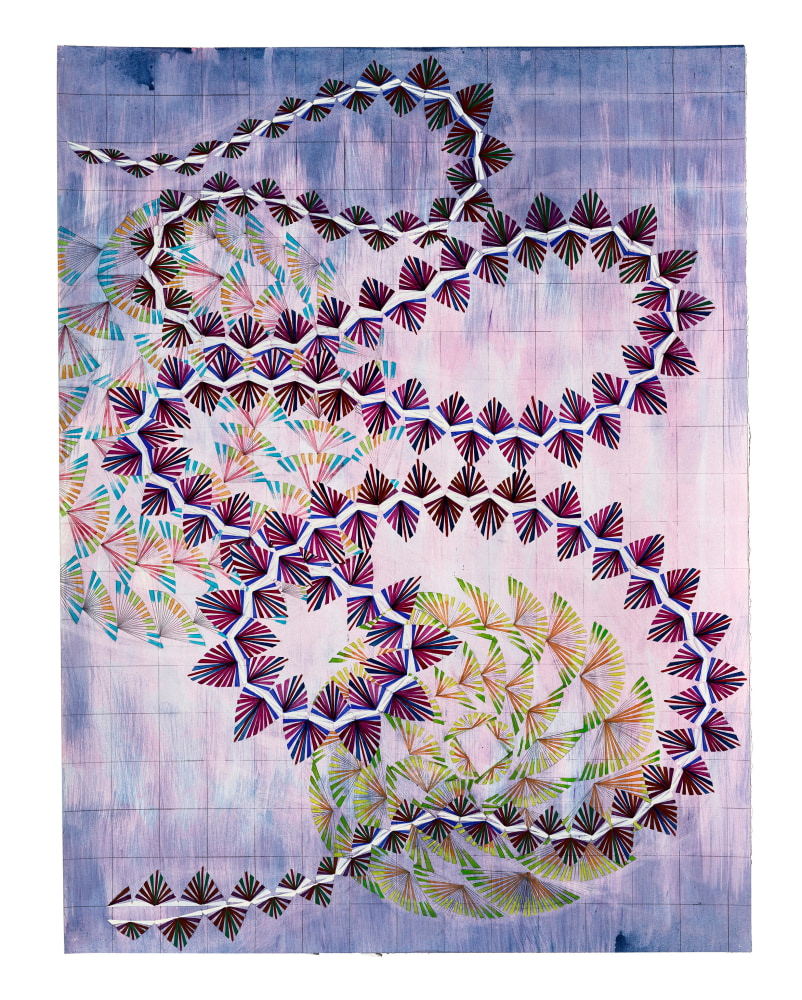 Mara Held  Straight Lines 15, 2020 gouache and egg tempera on paper 39 1/2 x 29 1/2 inches