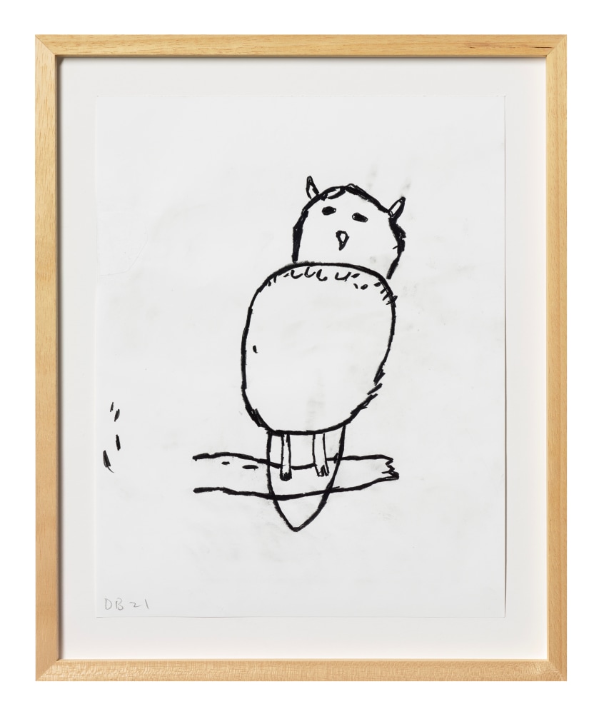 Donald Baechler  Owl, 2021 graphite on Strathmore Archival Bond paper  paper: 14 x 11 inches  frame: 17 5/16 x 14 1/4 inches