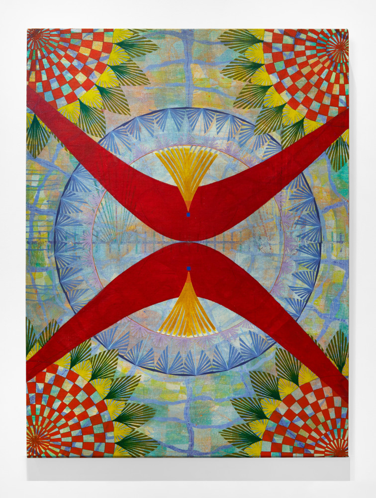 Mara Held  Rooster Heralding the Dawn, 2022 egg tempera on linen over panel 40 1/4 x 30 1/4 inches