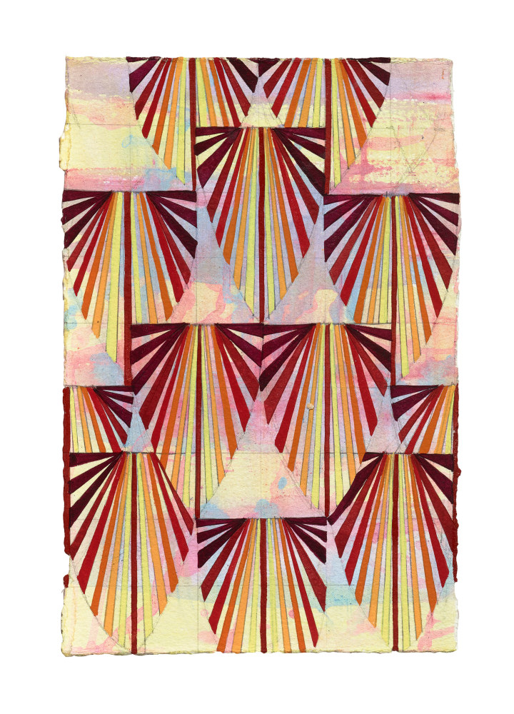 Mara Held  Straight Lines N, 2020  gouache and egg tempera on paper  9 1/2 x 6 1/4 inches  verso  SOLD