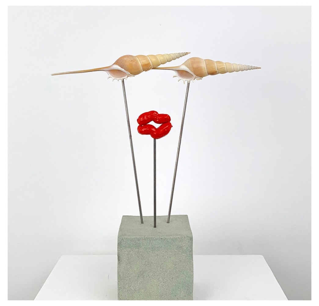 Katarzyna Przezwańska  Untitled, 2019 clay, peanut pods, paint, shells, metal 12 5/8 x 10 1/4 x 3 1/2 inches