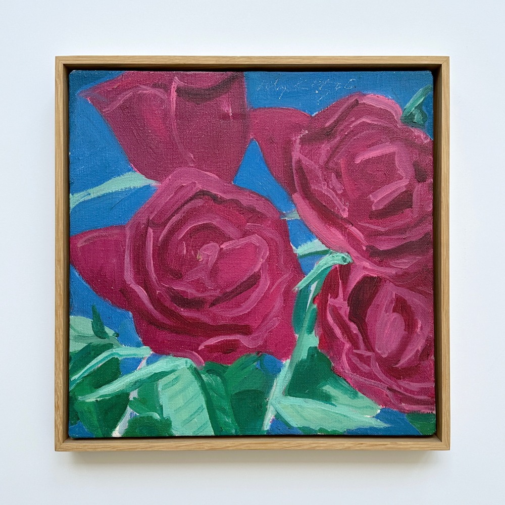 Alex Katz Red Roses, 1966 oil on canvas 14 1/8 x 14 1/8 inches 15 1/8 x 15 1/8 x 1 1/2 inches