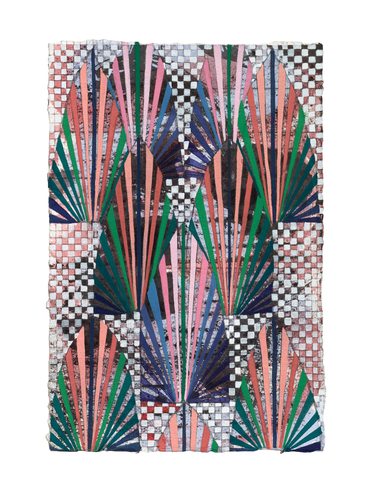 Mara Held  Straight Lines D, 2020  gouache and egg tempera on paper  9 3/8 x 6 1/4 inches  verso  $1,400