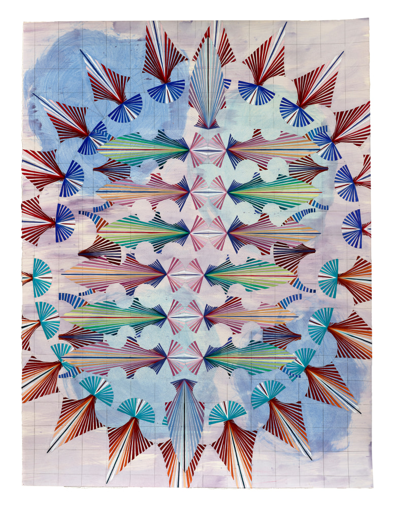 Mara Held  Straight Lines 13, 2020  gouache and egg tempera on paper  paper: 39 1/2 x 29 3/4 inches  frame: 44 7/8 x 34 7/8 inches  verso  SOLD