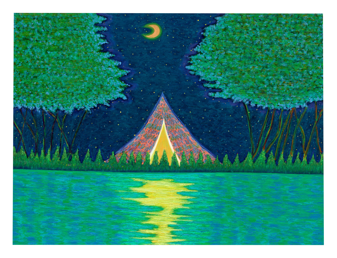 Ping Zheng  Quiet Night, 2021  oil stick on paper  paper: 18 x 24 inches  frame: 22 3/16 x 28 1/16 x 1 inches