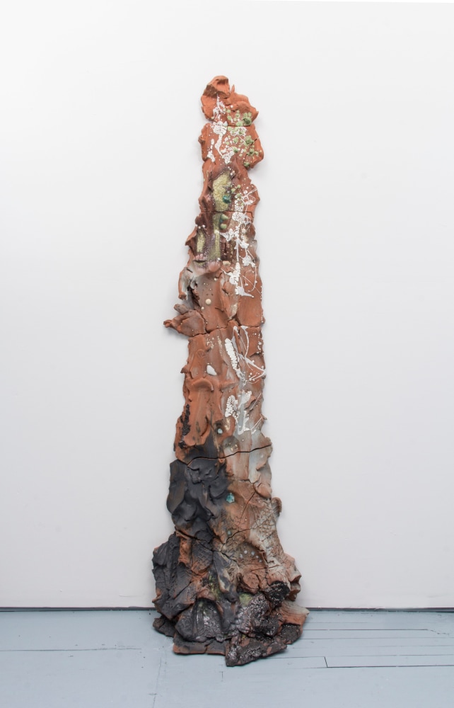 Brie Ruais  Red Push 2 (130lbs), 2017 glazed stoneware 72 x 23 x 14 inches